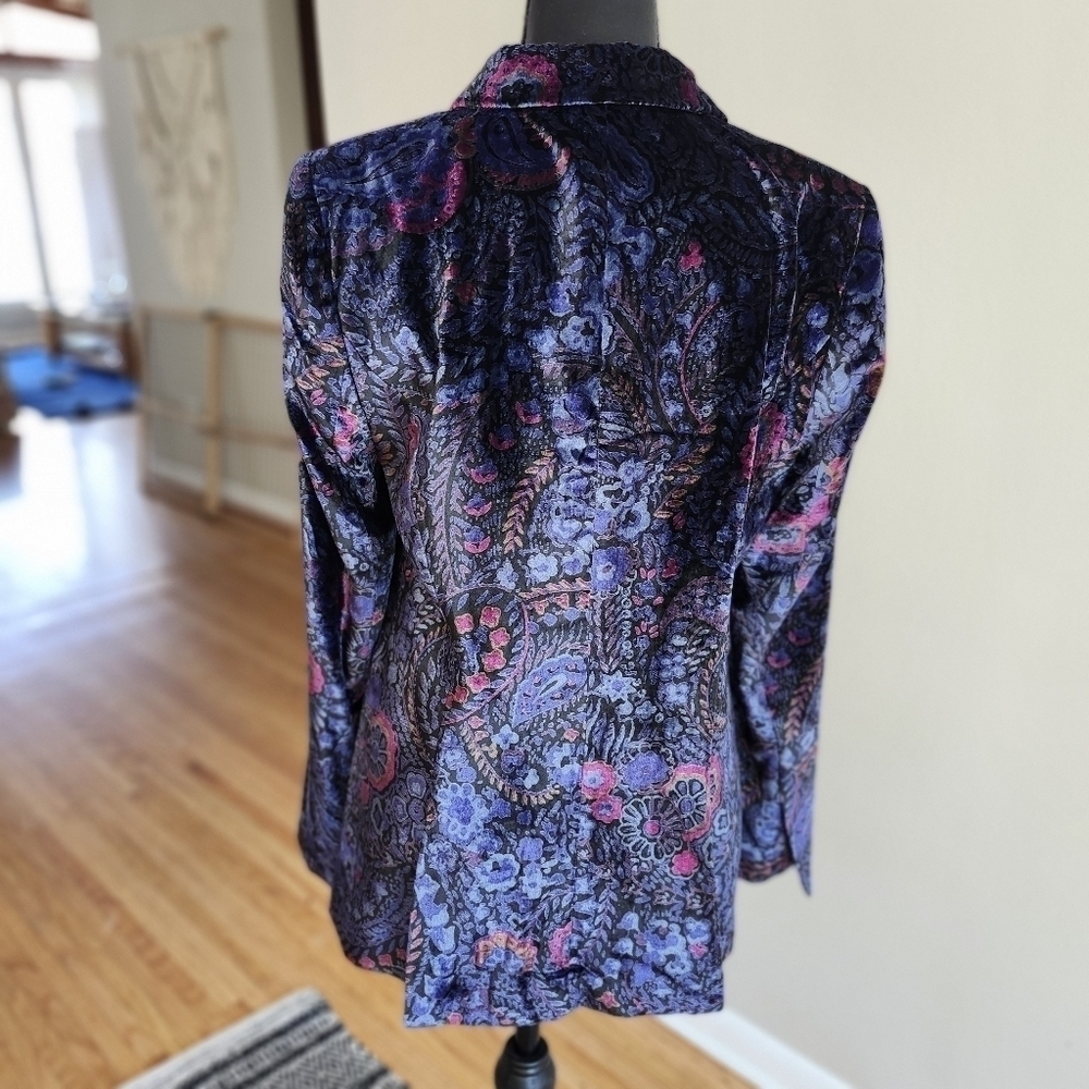 LOFT Velvet Purple paisley Blazer - Picture 2 of 6
